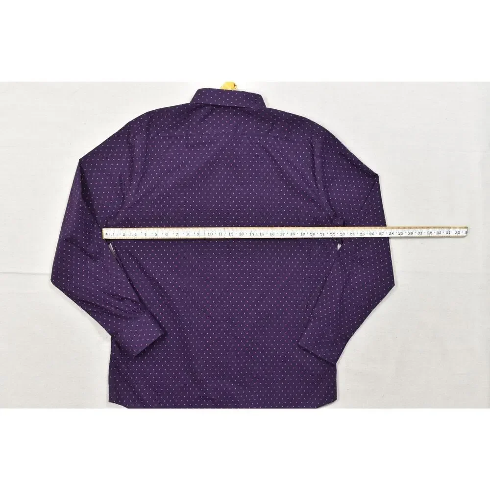 Banana Republic Shirt Mens Large Slim Fit Purple Polka Dot Long Sleeve Non-Iron